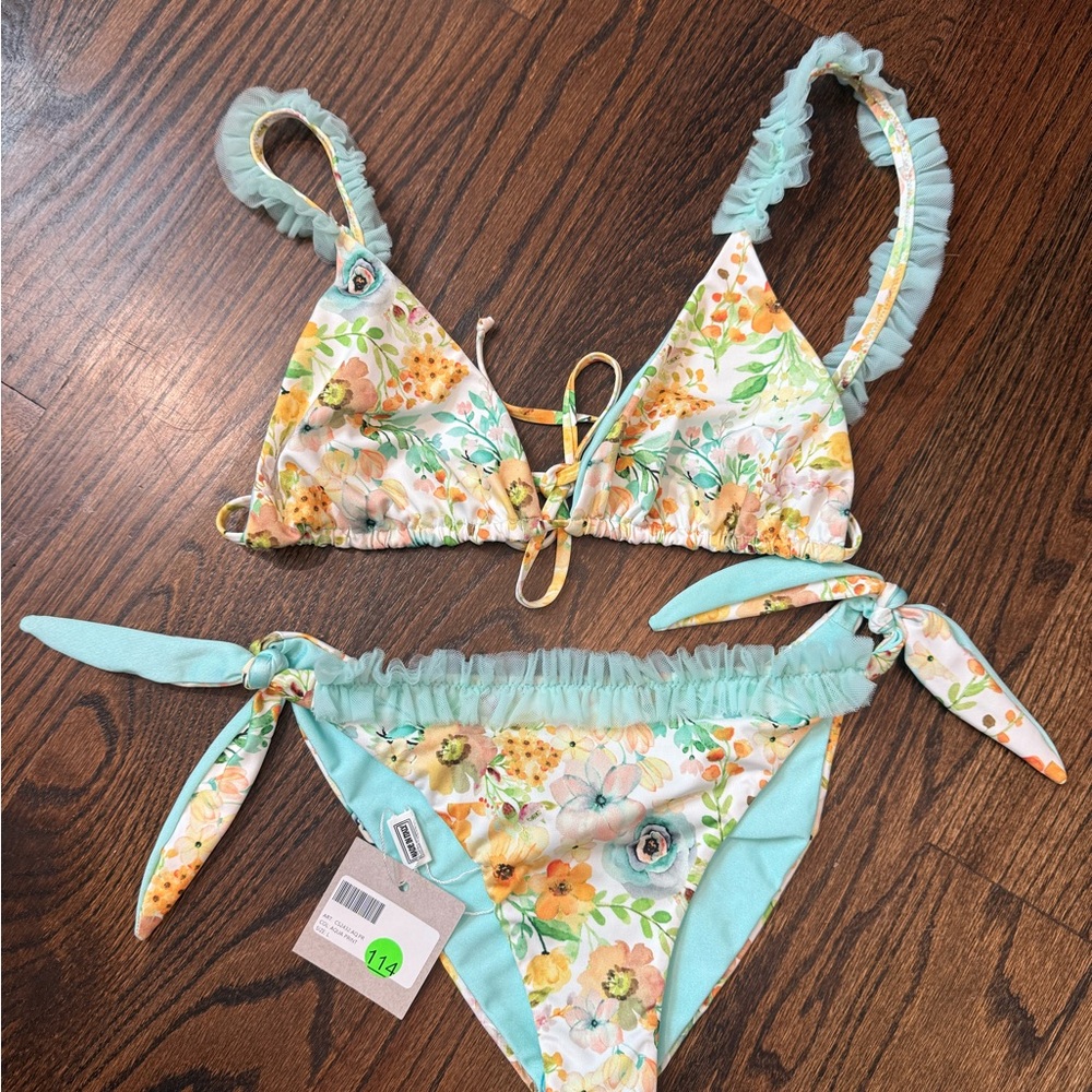 Choo Floral Ruffle Bikini Set